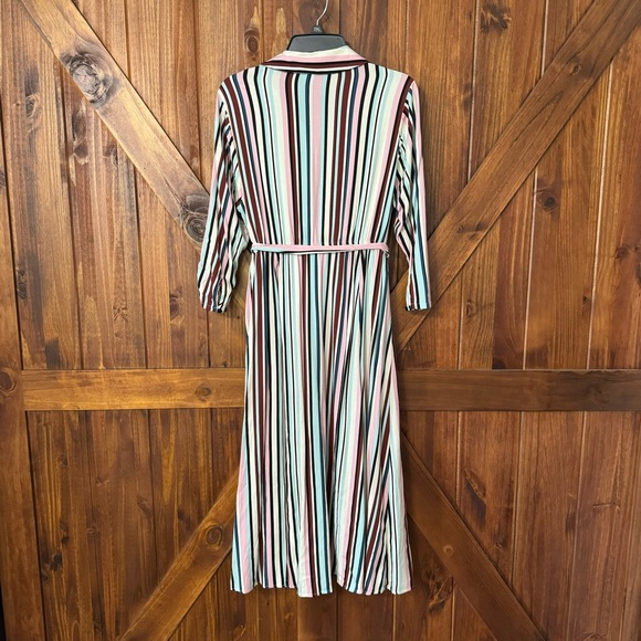 Torrid Midi Stretch Challis Button Front Shirt Dress Multi Color 00 - Picture 5 of 9